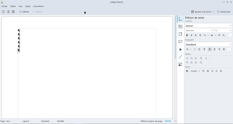 ouverture document vide
